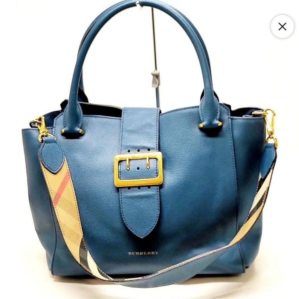 Burberry Blue Satchel with Gold Buckle 
Original MSRP $1690